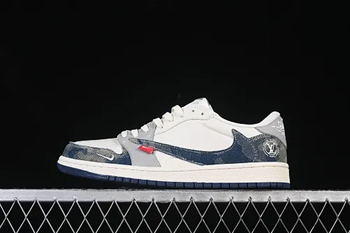 All categories Air Jordan Jordan series basketball shoes Air Jordan 1 Low High-end customized low-top sneakers Travis Scott x Fragment Design x Air Jordan 1 Low OG SP AJ1 Joe 1 LV joint tie-dye denim low-top cultural casual sneakers LD2028-048